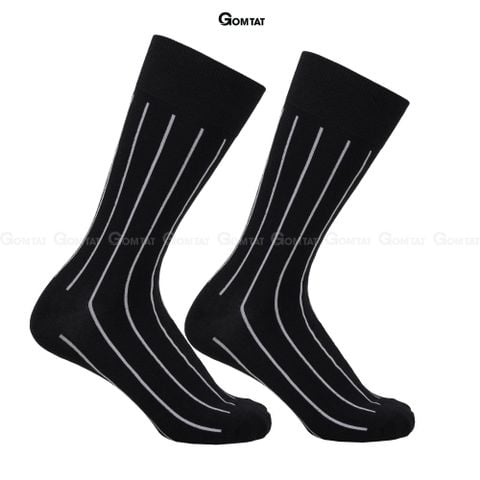  Tất nam công sở cổ cao GOMTAT, vớ đi giày tây mẫu sọc trắng đen, chất liệu cotton cao cấp Menswear - TAY-DENSOCTRANG-1DOI 