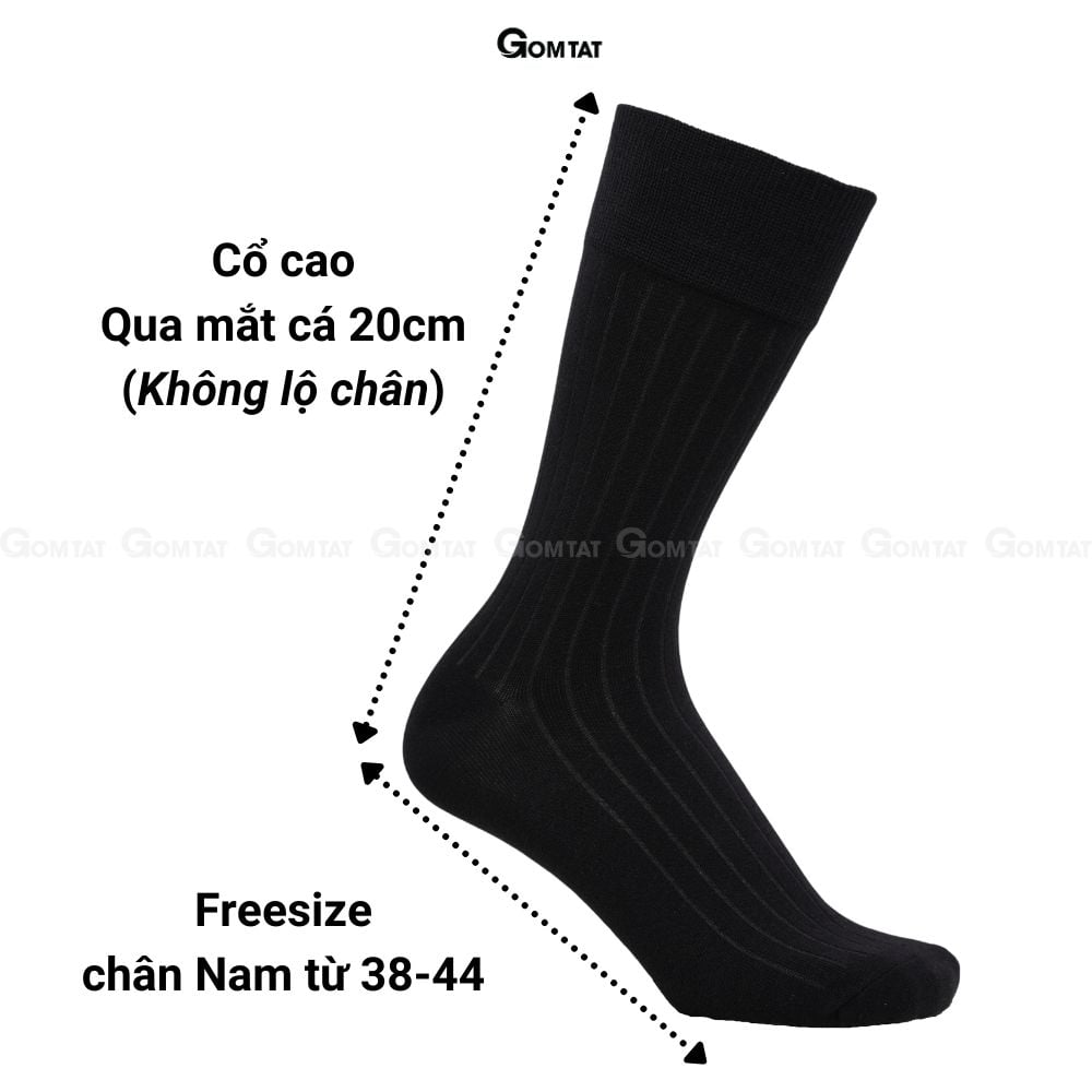 Hộp 5 đôi tất giày tây nam cao cổ GOMTAT mẫu gân chìm, vớ công sở nam cao cấp, thoáng khí - GOM-TAYGANCHIM-DEN-CB5