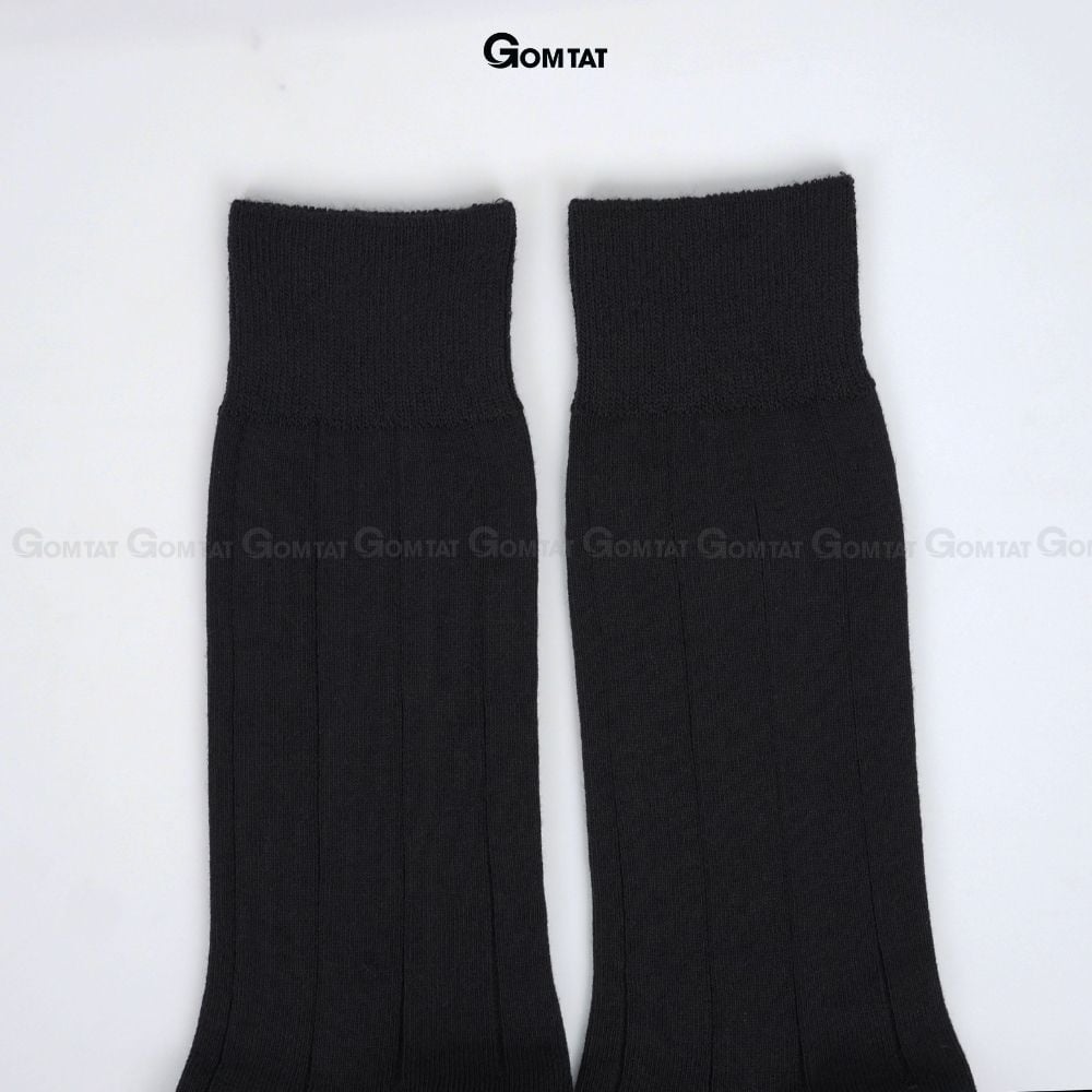Hộp 4 đôi tất đen nam cao cổ GOMTAT mẫu gân chìm, vớ nam công sở cổ cao chất liệu cotton cao cấp - GOM-MIX09-DEN-CB4