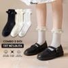 Combo 5 đôi tất lolita nữ cổ trung GOMTAT, chất liệu polyester mềm mịn, thiết kế viền ren dễ thương - HOT-1802-CB5