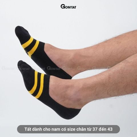  Tất đi giày lười nam cao cấp GOMTAT, mẫu 2 sọc ngang có đệm silicon chống tuột gót  -TATLUOI-SOCNGANG-CB5 