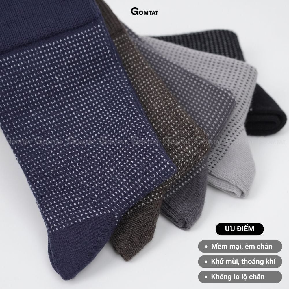 Hộp 5 đôi tất vớ nam công sở cổ cao GOMTAT chất liệu cotton cao cấp, hút ẩm, thoáng khí chống mùi hôi - TATGIAYTAY01-CB5