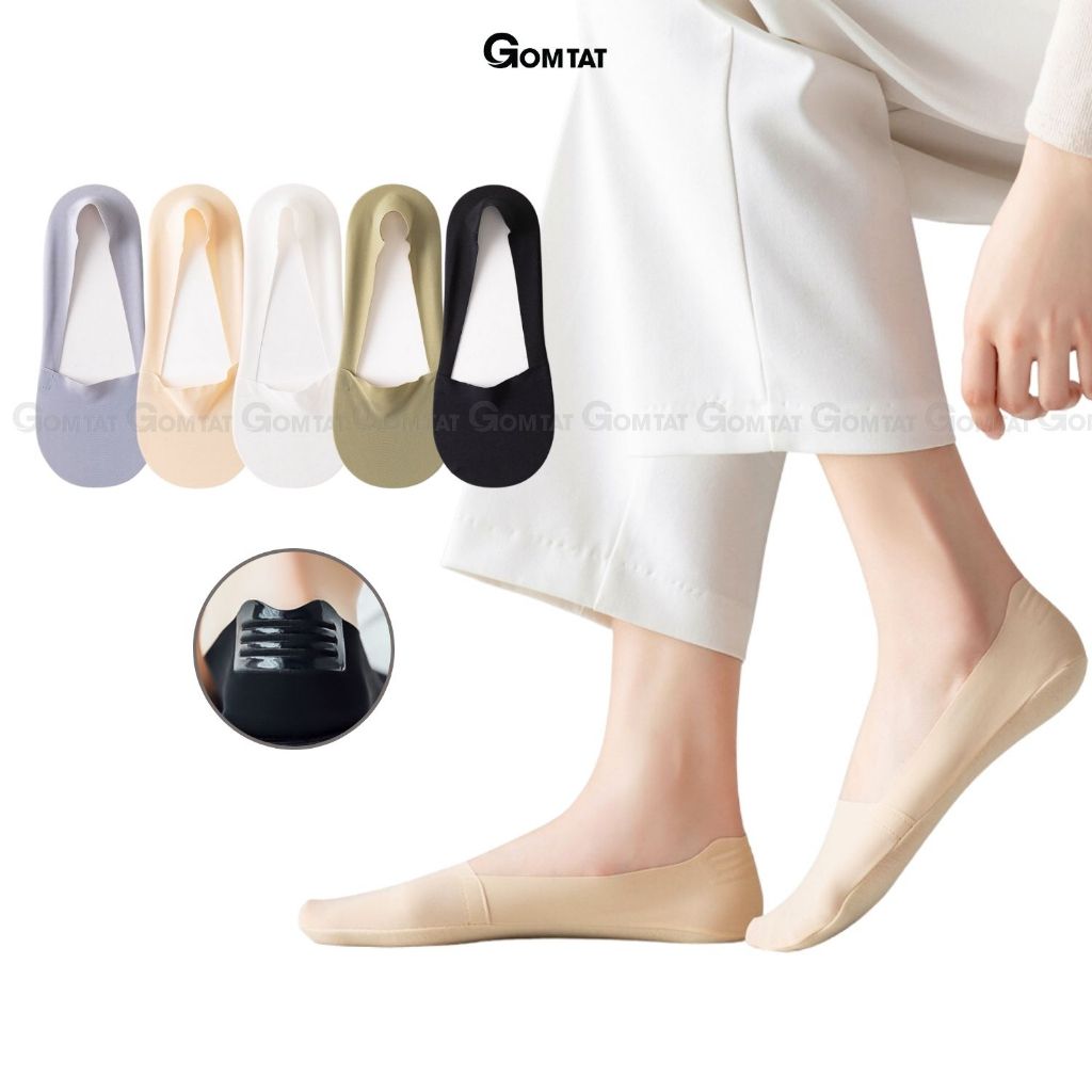 Combo 5 đôi tất đi giày búp bê nữ cao cấp GOMTAT, chất liệu cotton êm chân kháng khuẩn khử mùi  -PO-LOSOCK-LUA-3015-CB5