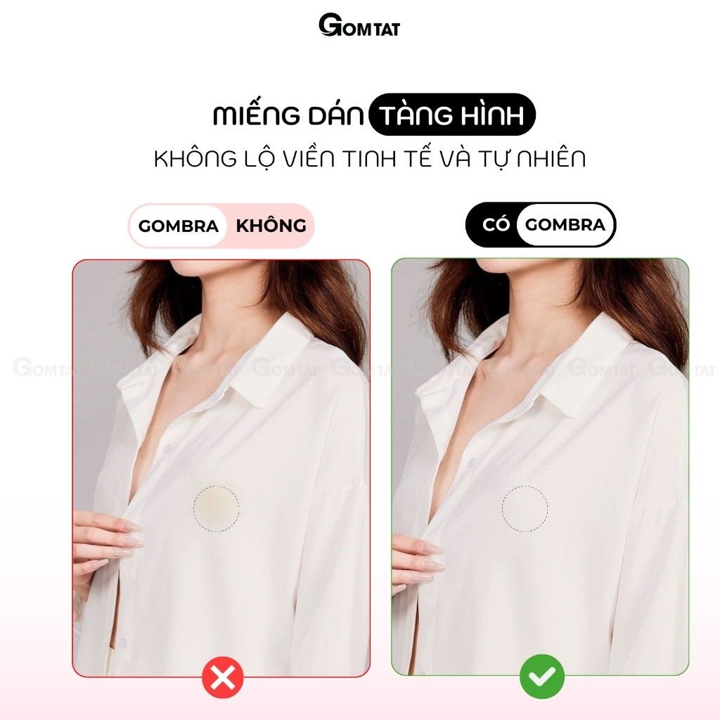 Miếng dán ngực sillicone tàng hình GOMTAT cao cấp, chất keo siêu dính tệp da không viền tái sử dụng nhiều lần - SA-5550