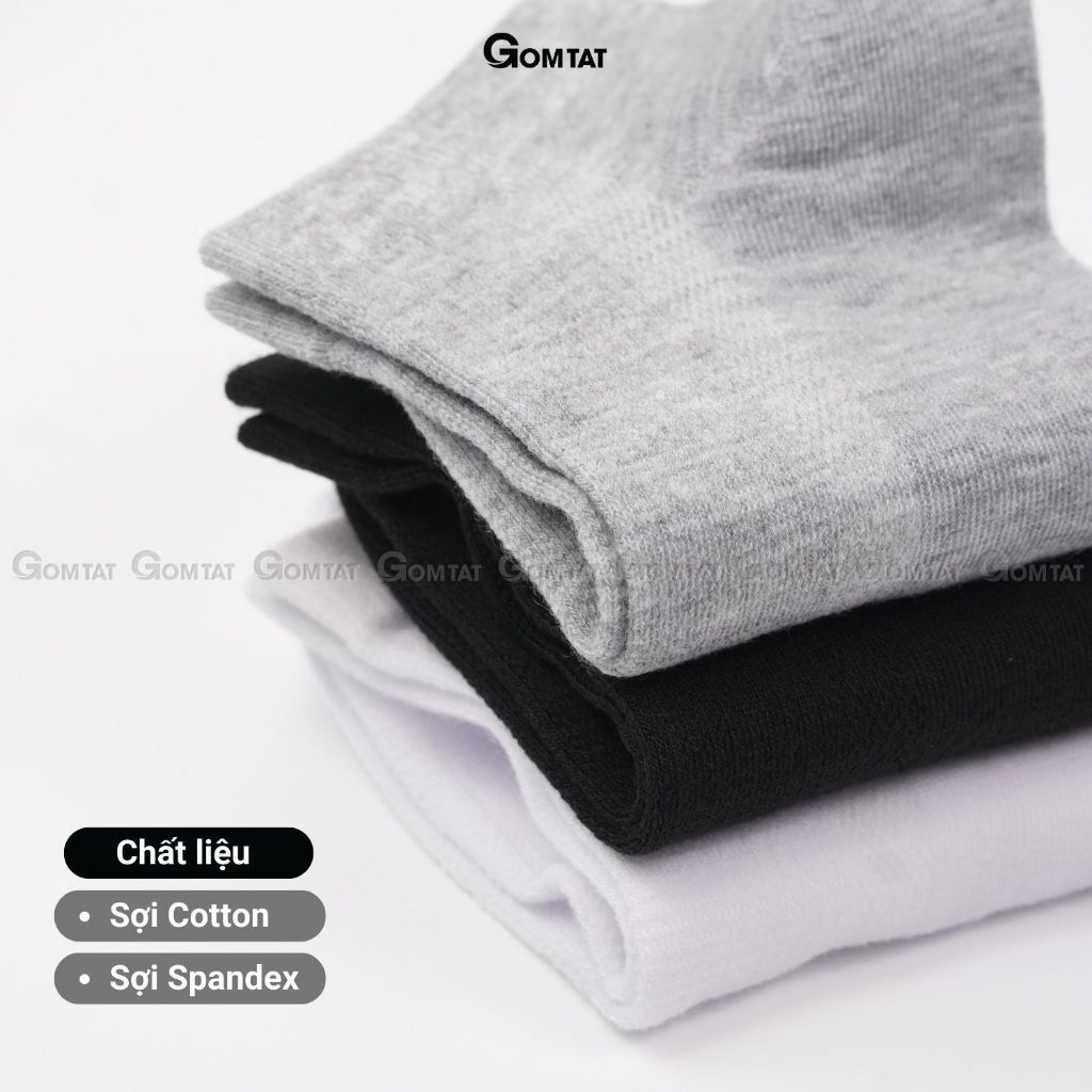 Combo 5 đôi tất nam nữ cổ ngắn GOMTAT basic, vớ cổ ngắn chất cotton dày dặn thoáng khí, không xù lông - LD-S01-TRON-CB5