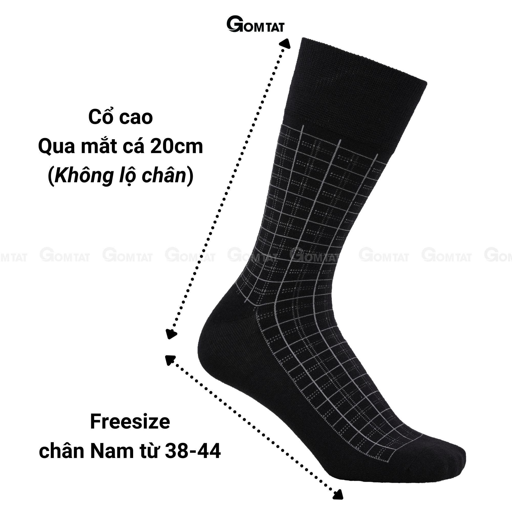 Tất nam cổ cao công sở họa tiết, vớ cao cổ nam đi giày tây chất liệu cotton cao cấp thoáng mát Menswear - GOM-TAY11-DENCAROTRANG
