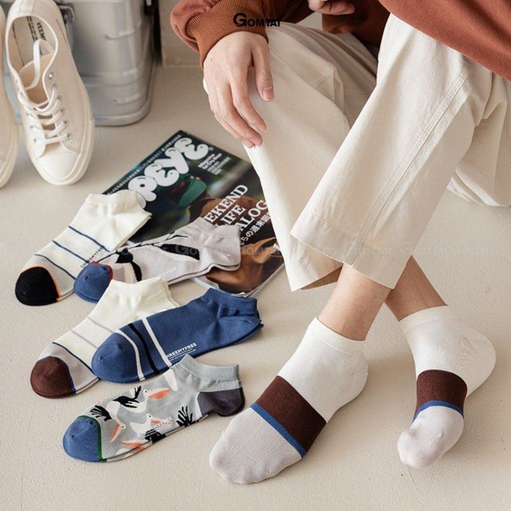 Set 3 đôi tất nam cổ thấp GOMTAT, chất liệu cotton cao cấp, hút ẩm, khử mùi thoáng khí  -CHEMMY-PO-3032-CB3