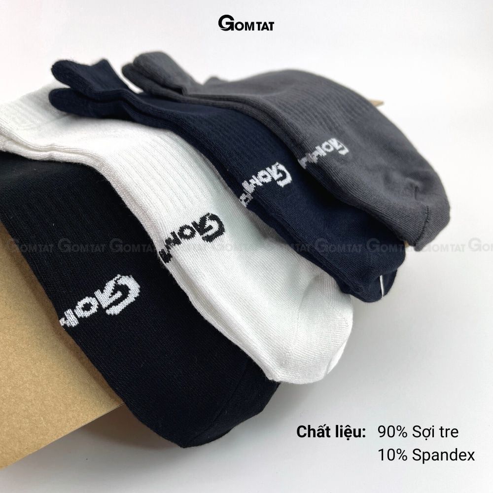 Hộp 4 đôi vớ ngắn nam GOMTAT, chất liệu sợi tre khử mùi tốt, hút ẩm thoáng khí - GOMTAT-TRENGAN-CB4