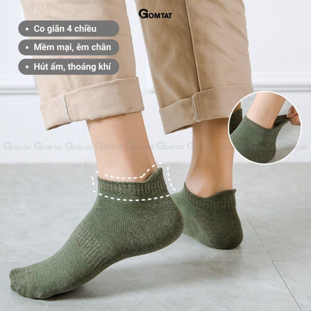 Set 10 đôi tất nam cổ ngắn GOMTAT nhiều màu, chất liệu cotton mềm mại thoáng mát, thấm hút mồ hôi - GOT-KOL-1301-CB10