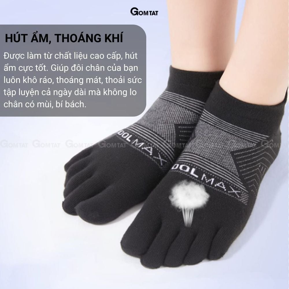 Tất chạy bộ nam nữ GOMTAT thiết kế xỏ ngón giúp vận động linh hoạt, thoáng khí, thấm hút mồ hôi  -XONGON-MAX-1203
