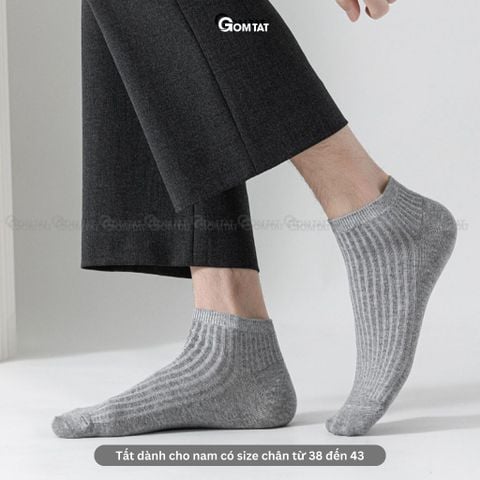  Combo 4 đôi tất vớ nam ngắn cổ GOMTAT, hoạ tiết gân chìm trơn màu chất liệu cotton khử mùi, mềm mại - NT2-FIVE-2005-CB4 
