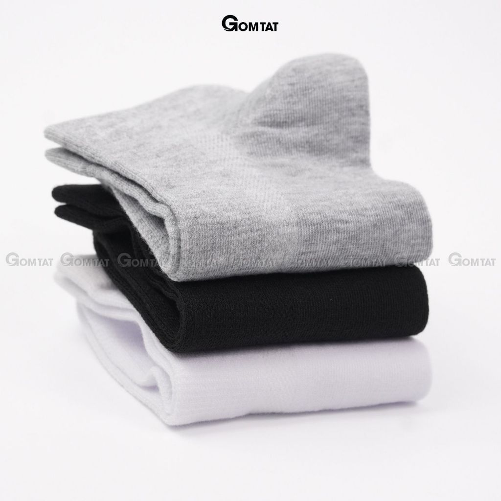 Combo 5 đôi tất nam nữ cổ ngắn GOMTAT basic, vớ cổ ngắn chất cotton dày dặn thoáng khí, không xù lông - LD-S01-TRON-CB5