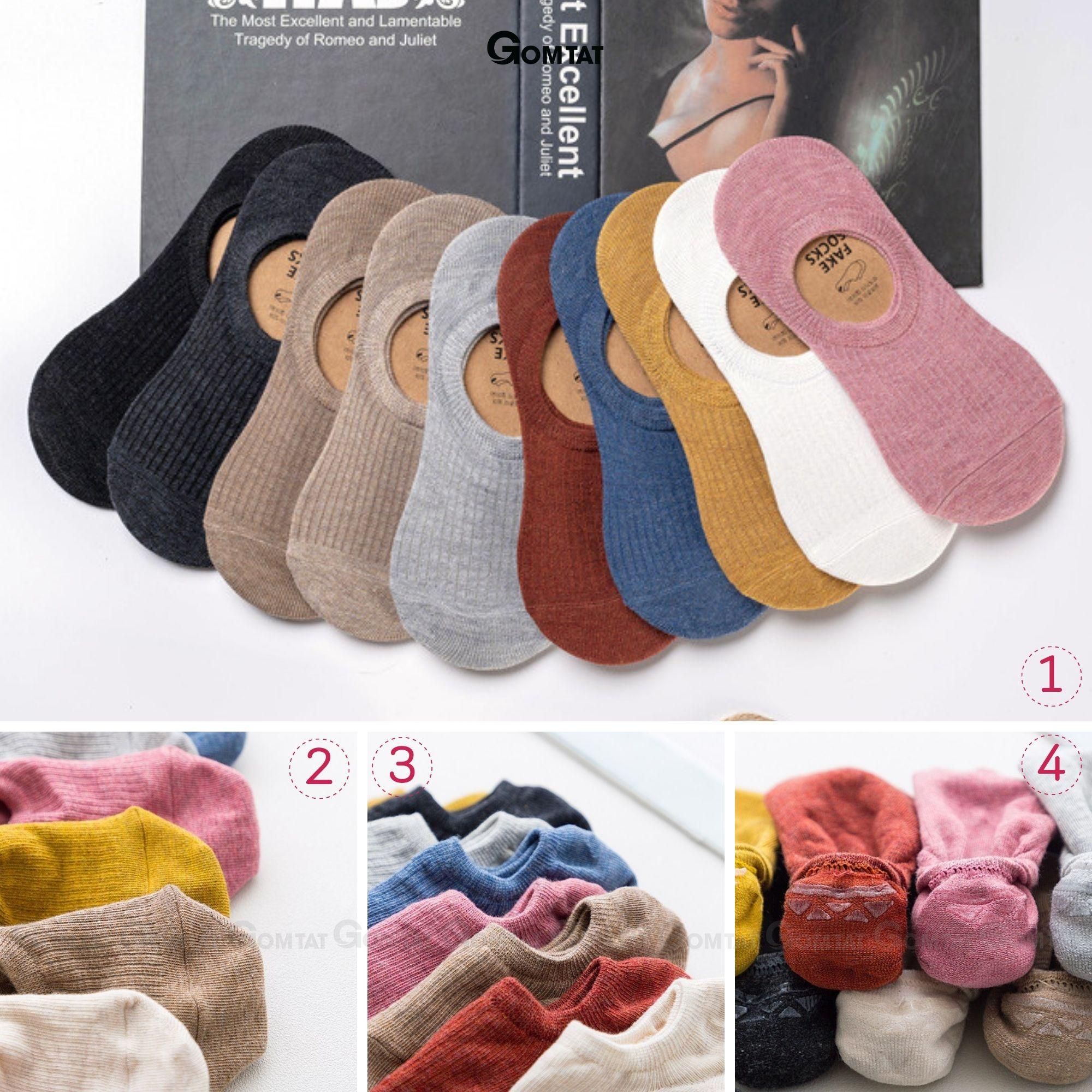 Tất lười nữ đi giày búp bê nhiều màu, vớ lười nữ chất liệu sợi cotton cao cấp có thun cổ chống tuột gót, tất lười nữ Đen, vớ nữ đi giày búp bê, Women - HAI-FIVE-2006-1DOI