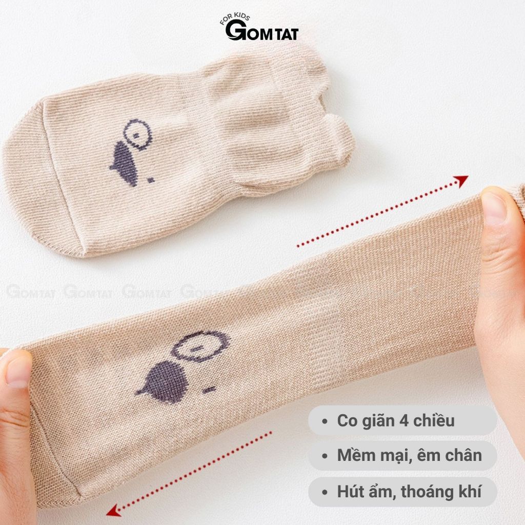 Combo 5 đôi tất tập đi chống trượt cho bé GOMTAT lót đệm silicon, an toàn cho da - YIQ-BC001-CB5