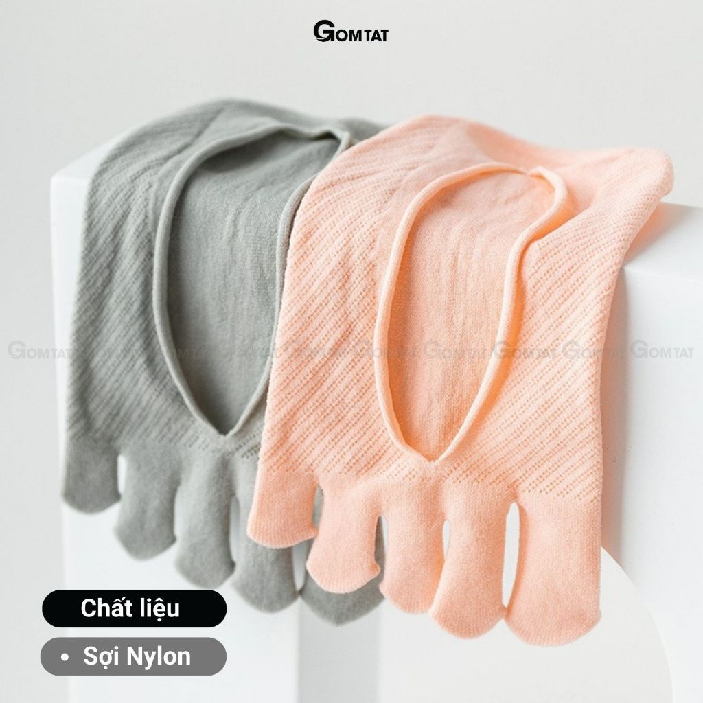 Set 5 đôi tất chân xỏ ngón GOMTAT, chất liệu sợi nylon mềm mịn, hút ẩm thoáng khí, khử mùi êm chân - D16-A095-CB5