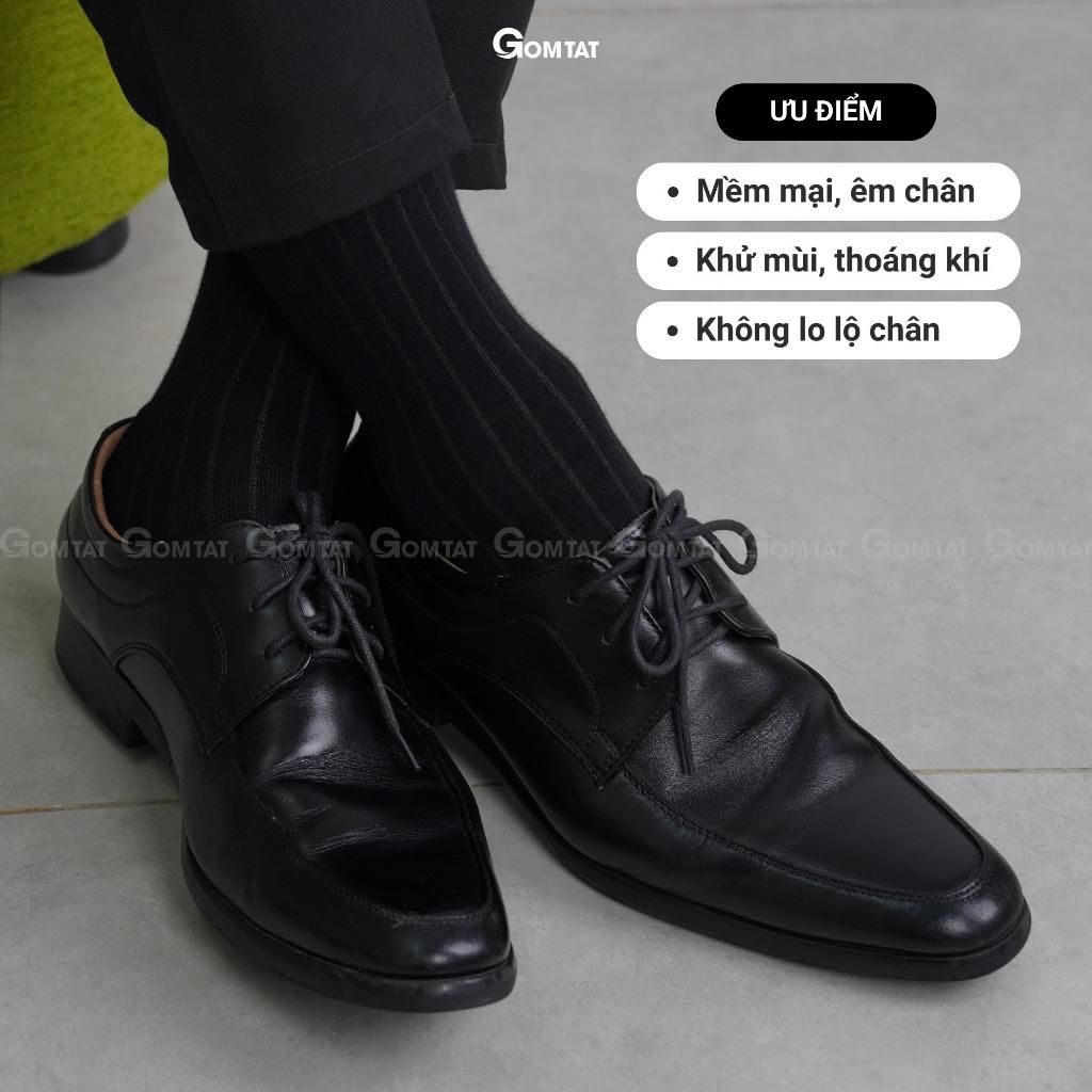 Tất vớ giày tây nam cổ cao GOMTAT mẫu gân chìm, chất liệu mềm mại, thoáng mát, êm chân Menswear - GOM-TAYGANCHIM-1DOI