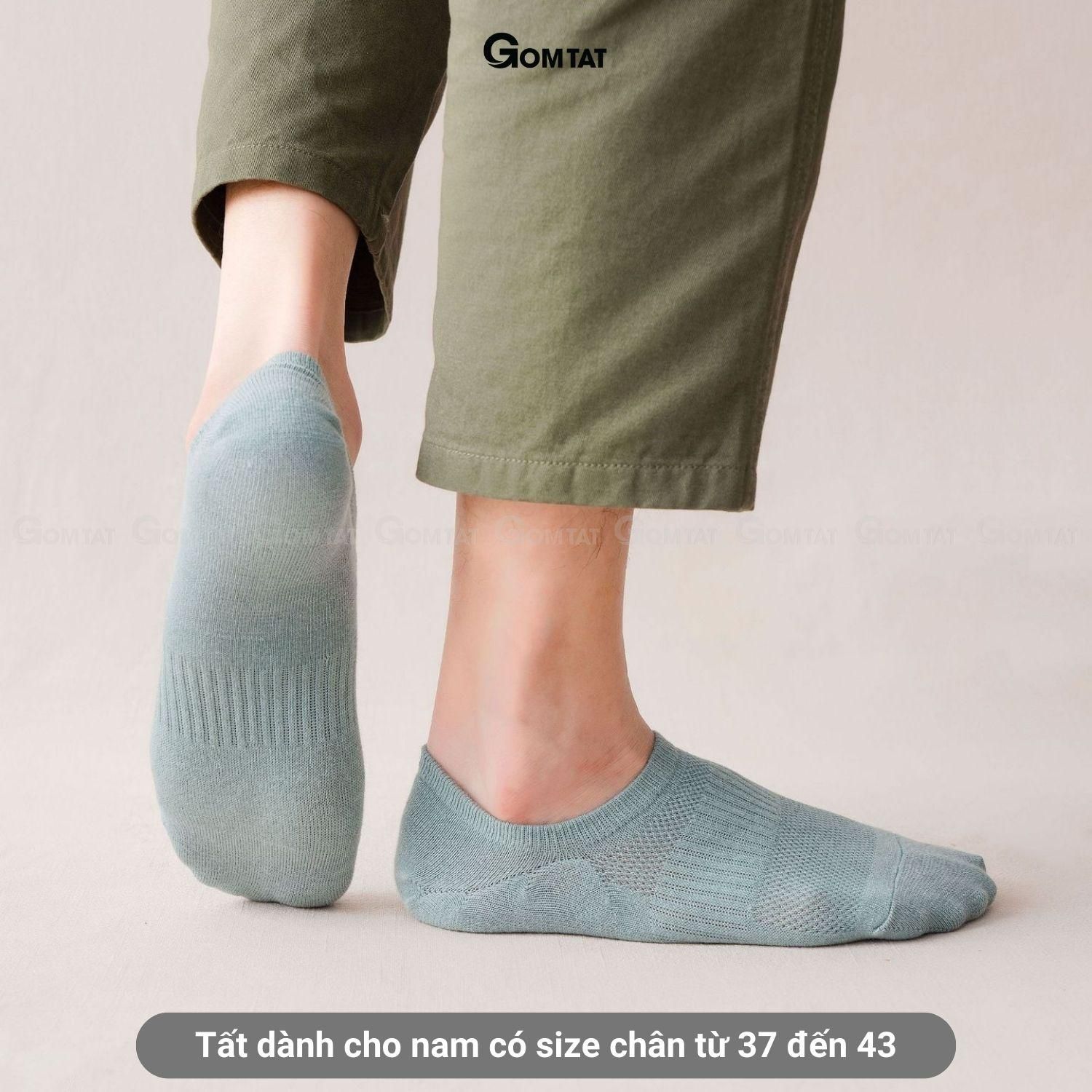 Tất lười nam GOMTAT chất liệu cotton cao cấp, Vớ đi giày lười thiết kế lưới thoáng khí, có đệm cao su chống tụt gót Menswear - HAI-MIA-1401-1DOI