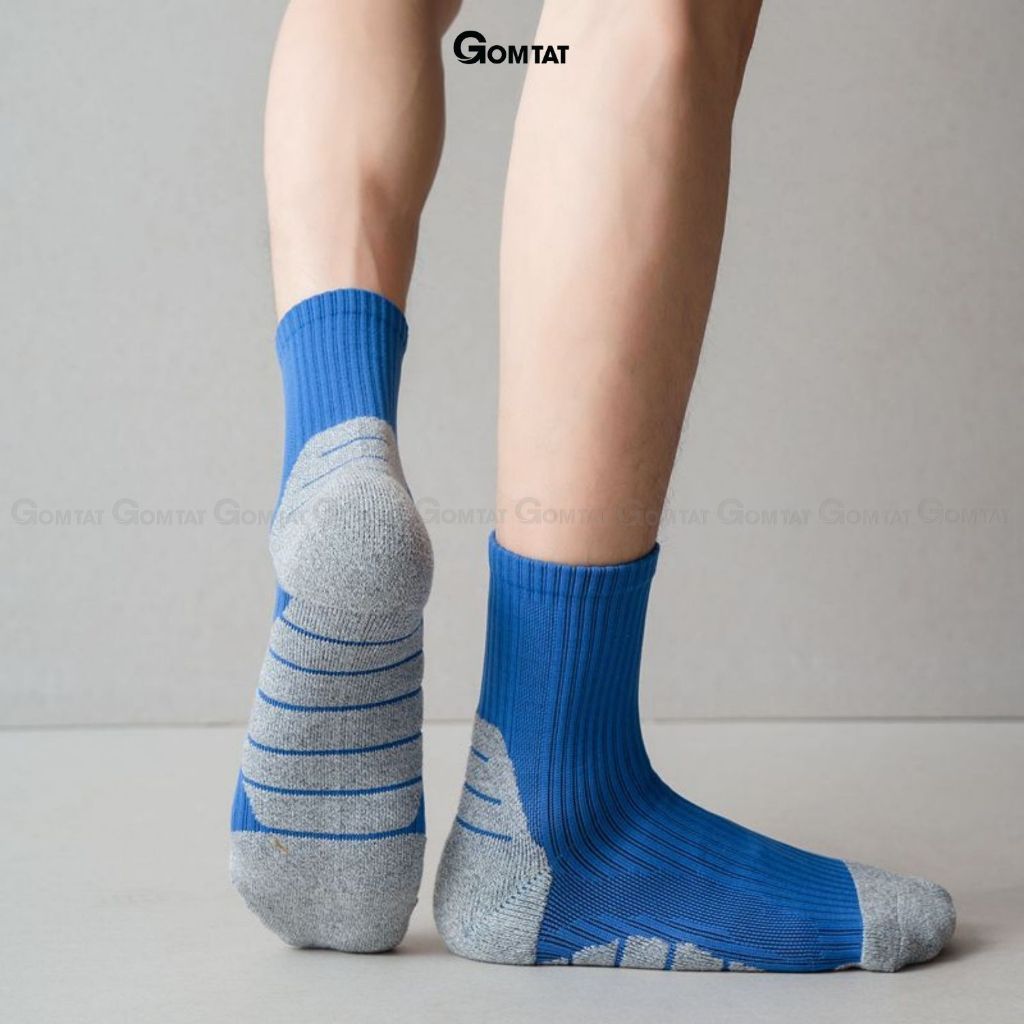 Combo 5 đôi tất thể thao nam cổ cao GOMTAT có lớp đệm xù lông êm chân, chất liệu mềm mại, thấm hút  -PO-TATXU-3011-CB5