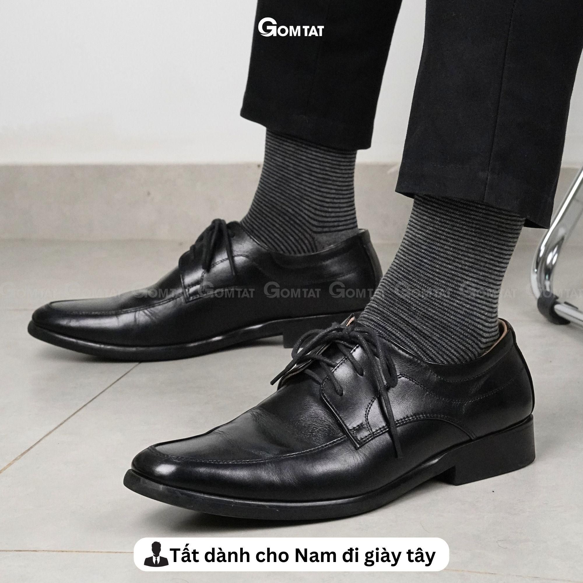 Tất nam Cổ Cao GOMTAT mẫu TAY09, vớ đi giày tây cao cấp chất liệu cotton hút ẩm thoáng khí, tất đi giày tây, vớ nam cổ cao Menswear - GOM-TAY09-1DOI