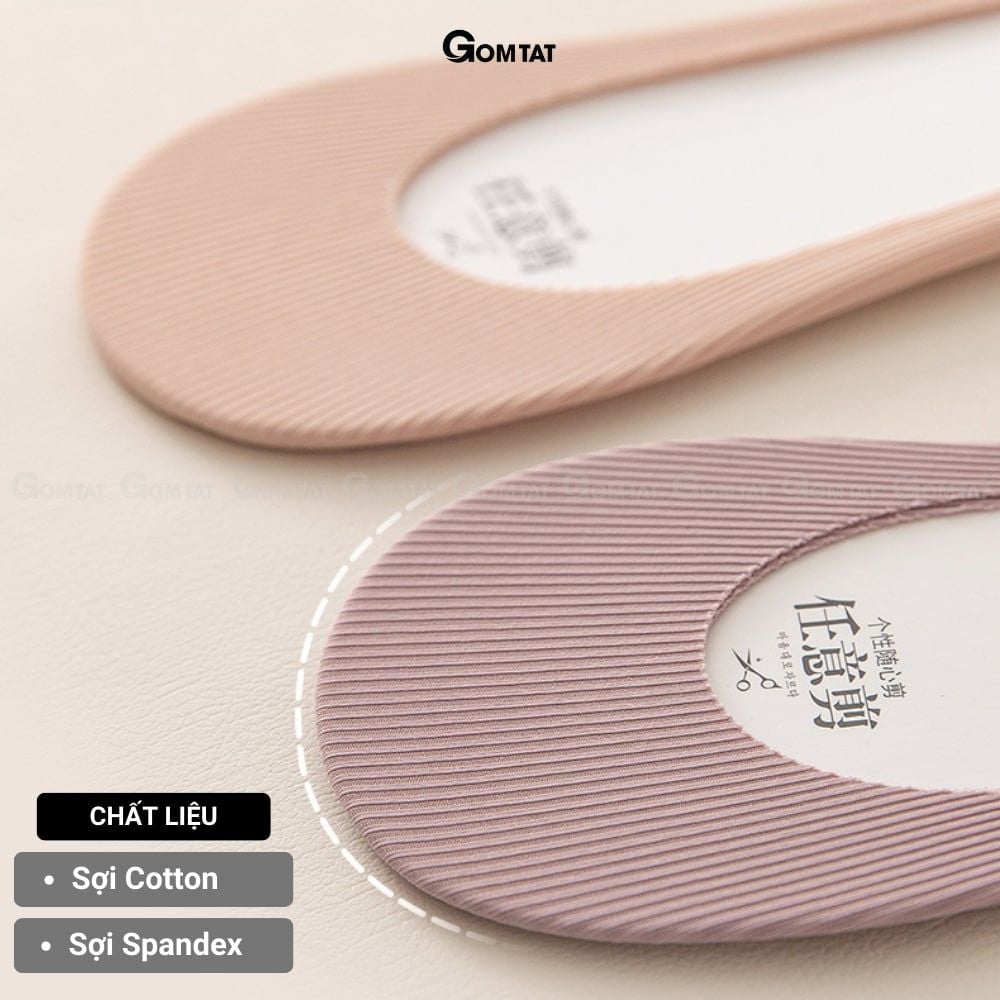 Combo 5 đôi tất đi giày lười nữ GOMTAT, có đệm silicon chống tuột gót, chất liệu cotton êm chân - BUB-KOL-1302-CB5