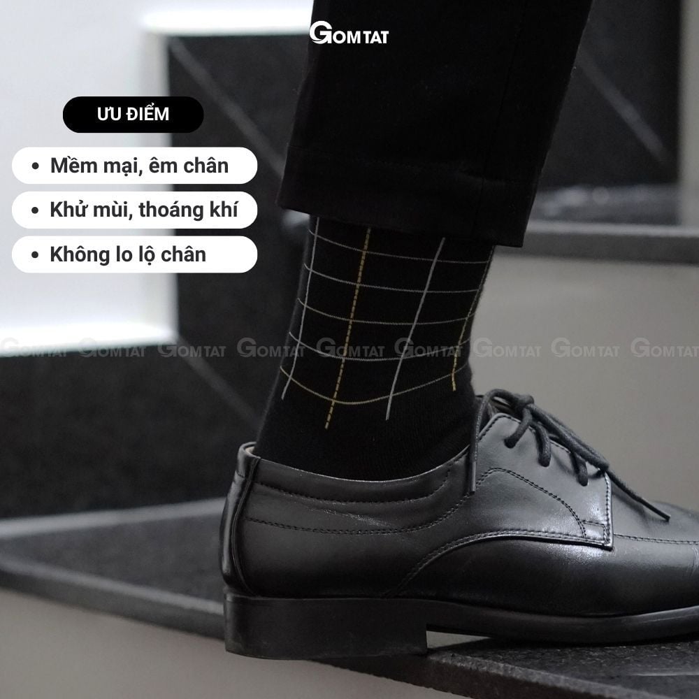 Hộp 5 đôi tất cổ cao nam đi giày tây GOMTAT mẫu MIX02, chất liệu cotton cao cấp, hút ẩm, thoáng khí  -GOM-MIX02-CB5