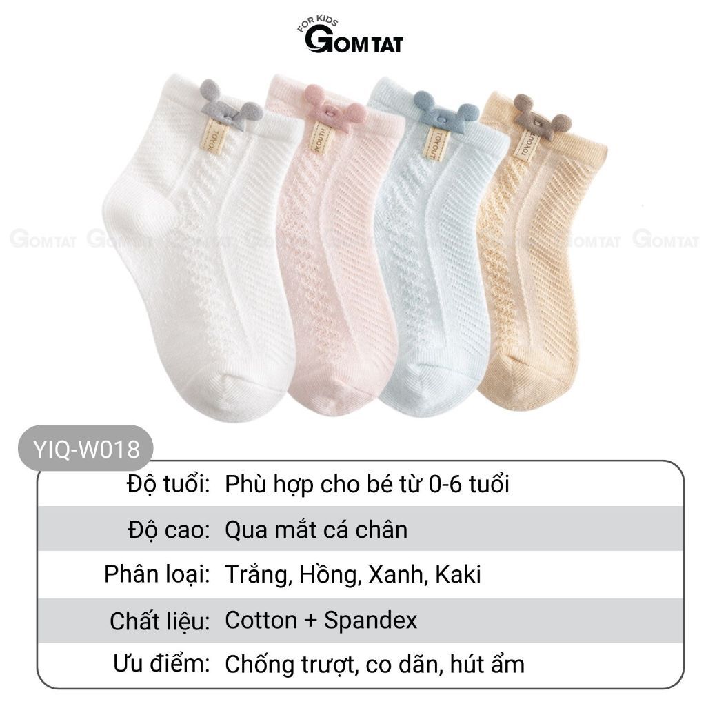 Combo 4 đôi tất trẻ em lưới thoáng khí GOMTAT chất liệu cotton mềm mại an toàn cho bé - YIQ-W018-CB4