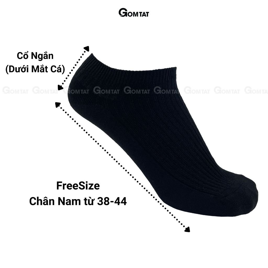 Combo 10 đôi tất cổ ngắn nam GOMTAT hoạ tiết gân chìm, chất liệu cotton cao cấp, thấm hút mồ hôi - FIVE-TAY10-NGAN-CB10