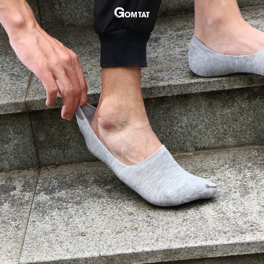 Combo 10 đôi tất vớ nam mang giày lười GOMTAT, vải cotton thoáng mát, có đệm cao su chống trượt gót - TAT-LUOI-02-CB10