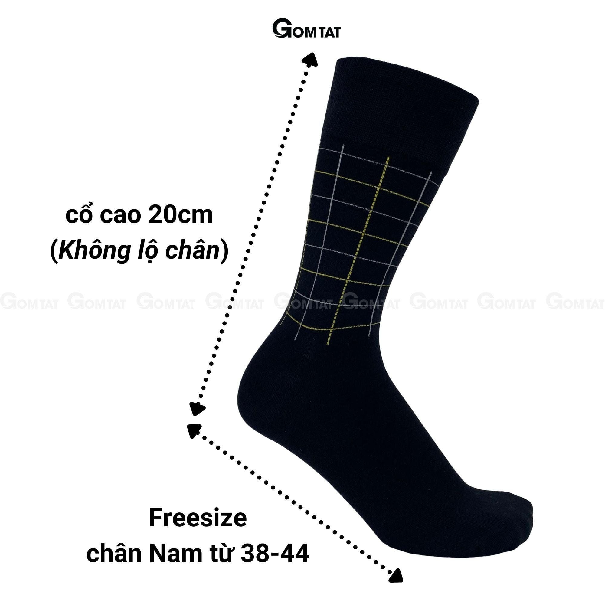 Tất nam Cổ Cao cao cấp họa tiết caro, vớ giày tây nam chất Thun cotton hút ẩm thoáng khí, tất đi giày tây, vớ nam công sở Menswear - GOM-TAYCARO-1DOI