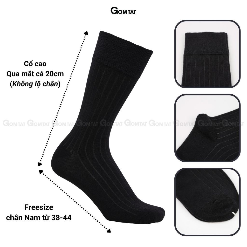 Hộp 10 đôi tất nam đi giày tây GOMTAT màu xanh và đen, vớ công sở nam cổ cao chất liệu cotton cao cấp - GOM-MIX17-CB10