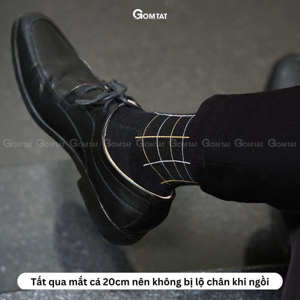 Hộp 7 đôi tất giày tây nam cổ cao tone màu đen GOMTAT mẫu MIX10, sợi cotton cao cấp thoáng khí - GOM-MIX10-CB7