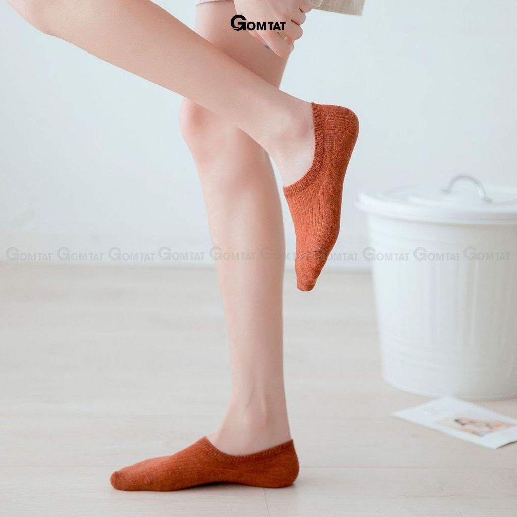 Combo 10 đôi tất nữ đi giày lười GOMTAT, có đệm silicon chống tuột gót, chất liệu cotton cao cấp - HAI-FIVE-2006-CB10