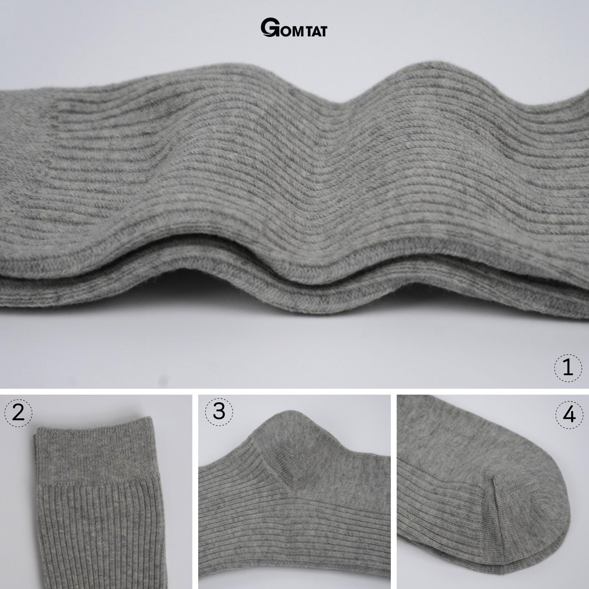 Combo 4 đôi tất cổ cao nam GOMTAT dài 25cm, vớ nam cổ cao chất liệu cotton cao cấp êm chân, mềm mại, thoáng mát, tất đi giày tây, vớ nam công sở Menswear - FIVE-TAY10