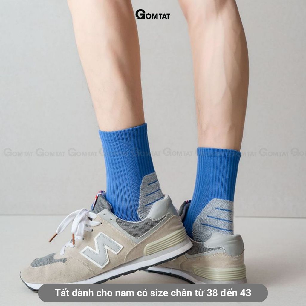 Combo 5 đôi tất thể thao nam cổ cao GOMTAT có lớp đệm xù lông êm chân, chất liệu mềm mại, thấm hút  -PO-TATXU-3011-CB5