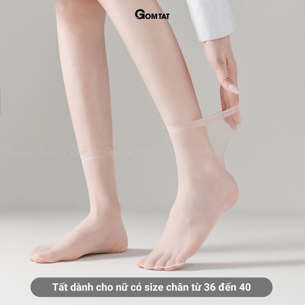 Combo 10 đôi tất da chân cao cổ siêu mỏng GOMTAT, vớ da che khuyết điểm chân nữ có đệm cao su chống trượt - D16-A057