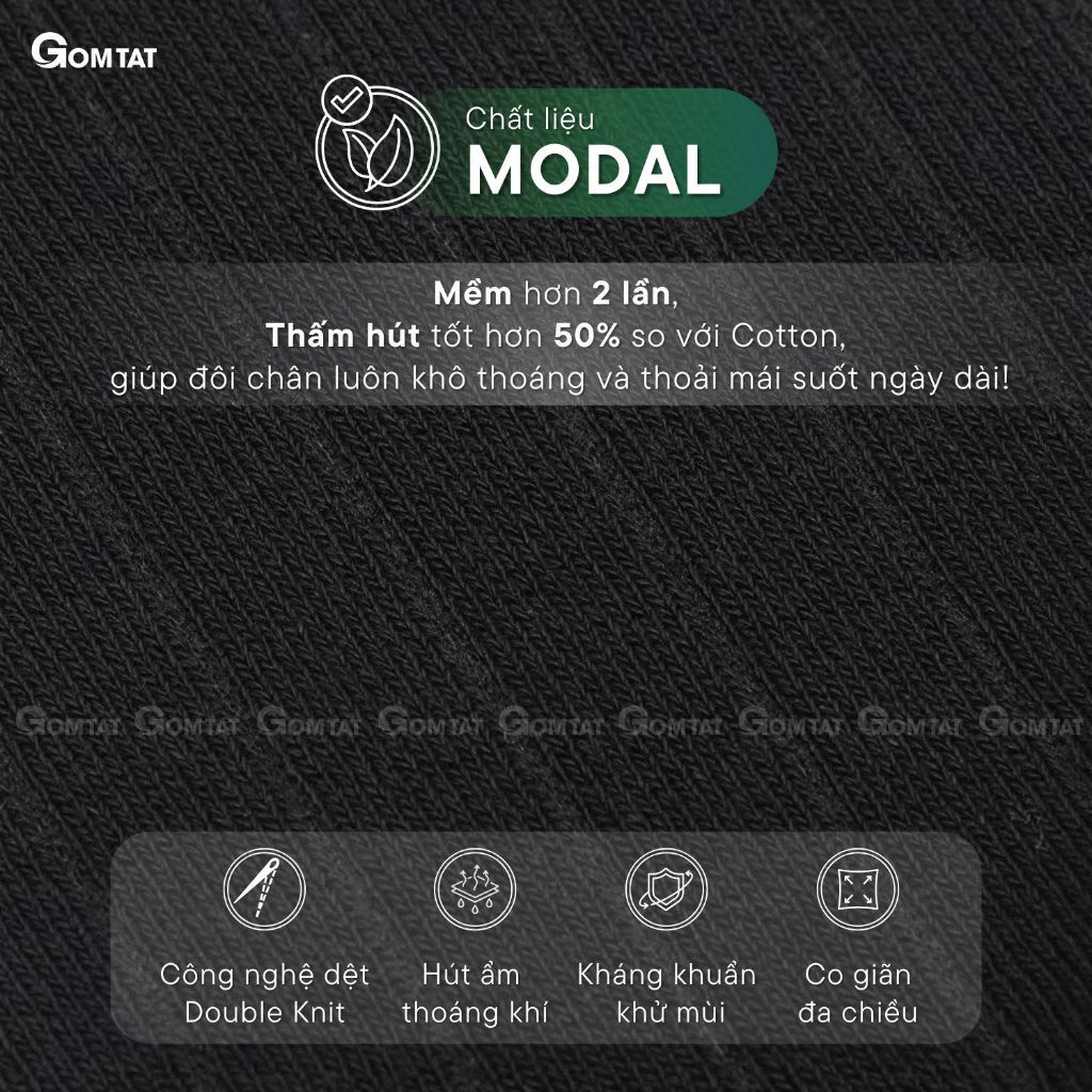 Tất nam đi giày tây GOMTAT cao cấp, vớ nam công sở chất liệu sợi Modal gỗ sồi cao cấp kháng khuẩn - MODAL-STA-5012-1DOI