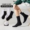 Combo 10 đôi tất cổ cao, cổ trung nam nữ GOMTAT, chất liệu cotton đệm xù êm chân - TATXU-TRON-CB10