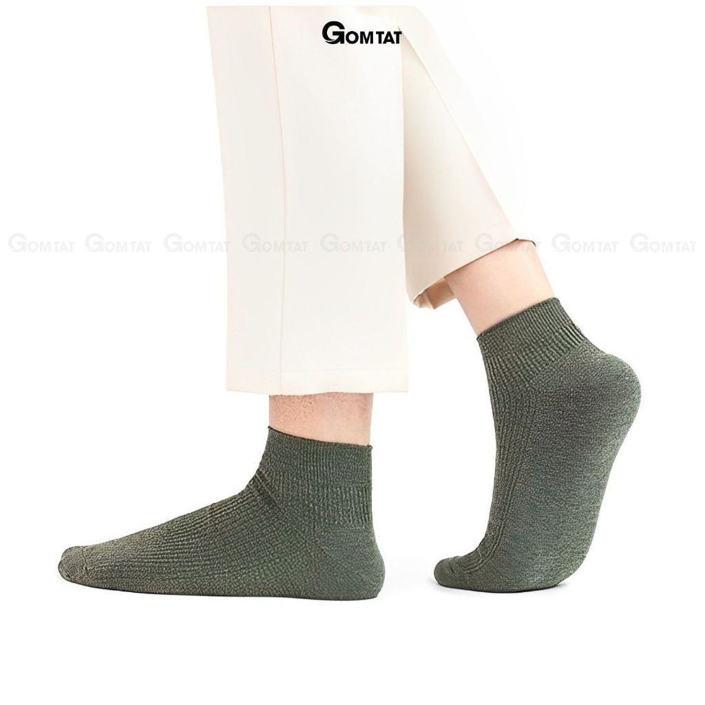 Combo 10 đôi tất cổ ngắn nam GOMTAT trơn, chất cotton hút ẩm thoáng khí - NGANTRON-FIVE-2003-CB10