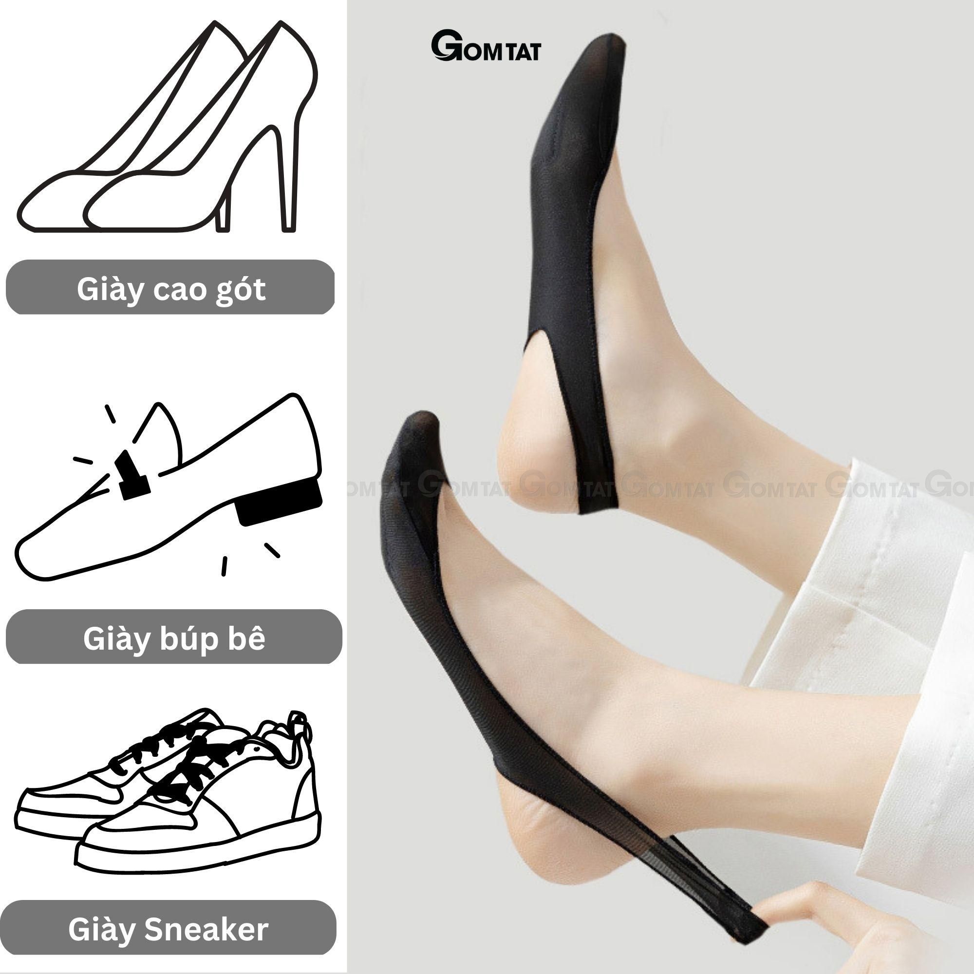 Tất đi giày cao gót nữ GOMTAT, vớ đi giày cao gót chất liệu cotton cao cấp, mềm mại, êm chân, tất đi giày búp bê, vớ mang giày búp bê Trắng - CAOGOT-SUX-19218-1DOI