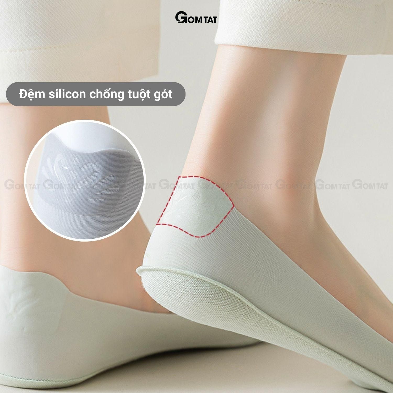 Tất hài nữ mùa hè đi giày cao gót, giày lười GOMTAT, vớ nữ Xanh có đệm cao su chống tuột, chất liệu êm chân hút ẩm, Tím - SUX-1103-1DOI