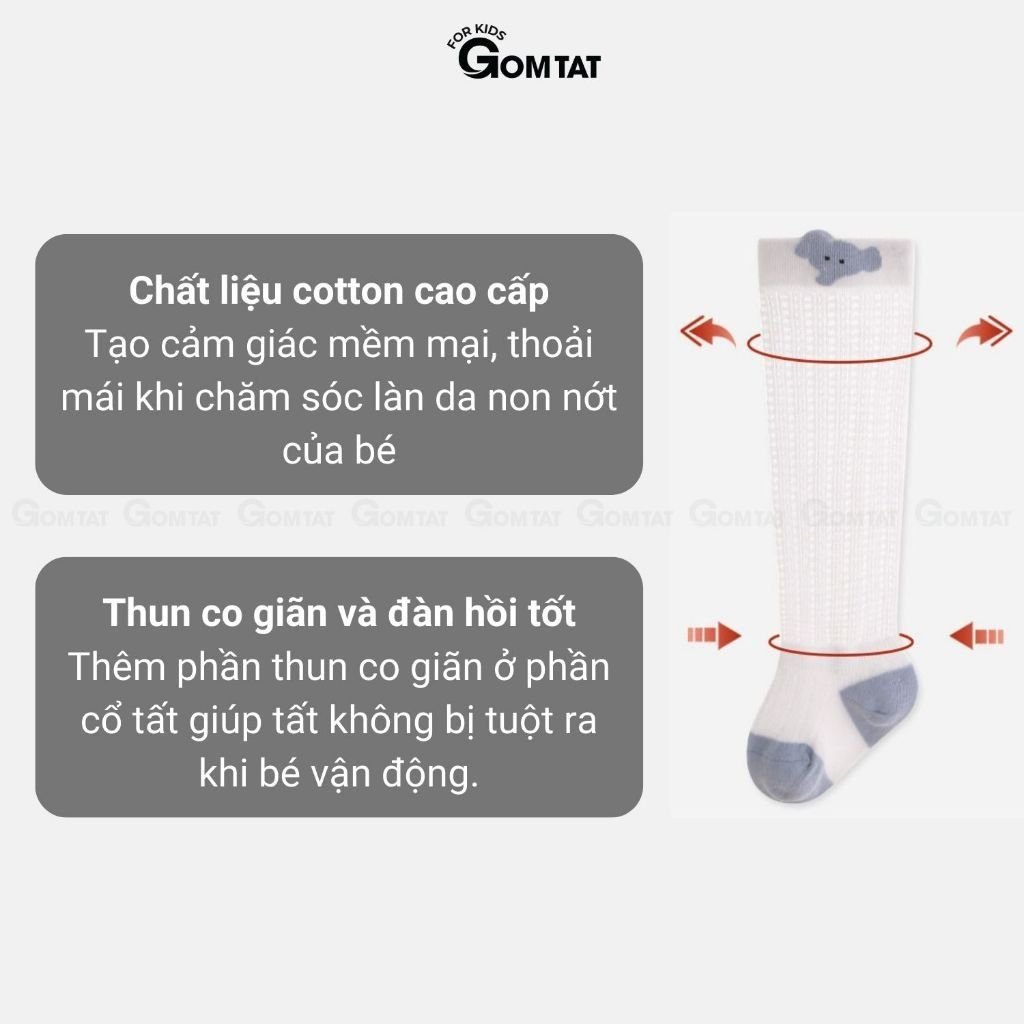 Combo 6 đôi tất trẻ em lưới thoáng khí chống muỗi GOMTAT vớ trẻ em mềm mịn, mát mẻ - YIQ-W007-CB6