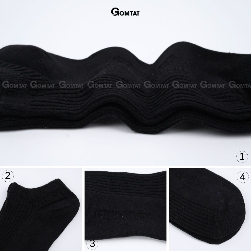 Combo 5 đôi tất cổ ngắn nam GOMTAT gân chìm, chất liệu cotton hút ẩm thoáng khí khử mùi -FIVE-TAY10-NGAN-CB5