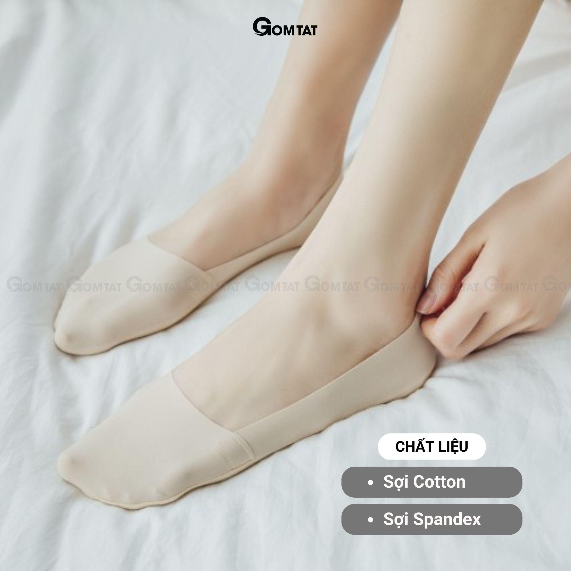 Tất lười lụa nữ GOMTAT mỏng mát, vớ nữ đi giày búp bê chất liệu cotton mềm mại thấm hút thoáng khí, tất nữ đi giày búp bê Cherry, vớ lười lụa nữ - TATLUA-UYE-7002-1DOI