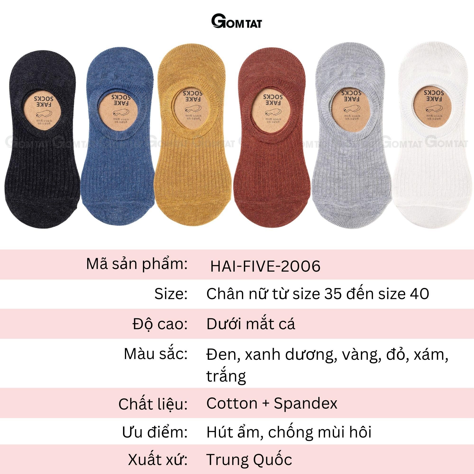Tất lười nữ đi giày búp bê nhiều màu, vớ lười nữ chất liệu sợi cotton cao cấp có thun cổ chống tuột gót, tất lười nữ Đen, vớ nữ đi giày búp bê, Women - HAI-FIVE-2006-1DOI