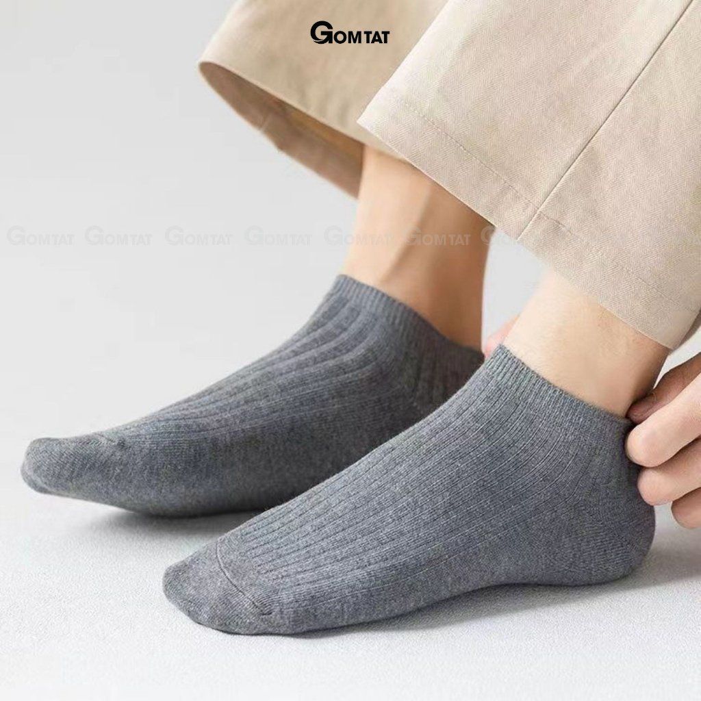 Combo 10 đôi tất cổ ngắn nam GOMTAT hoạ tiết gân chìm, chất liệu cotton cao cấp, thấm hút mồ hôi - FIVE-TAY10-NGAN-CB10