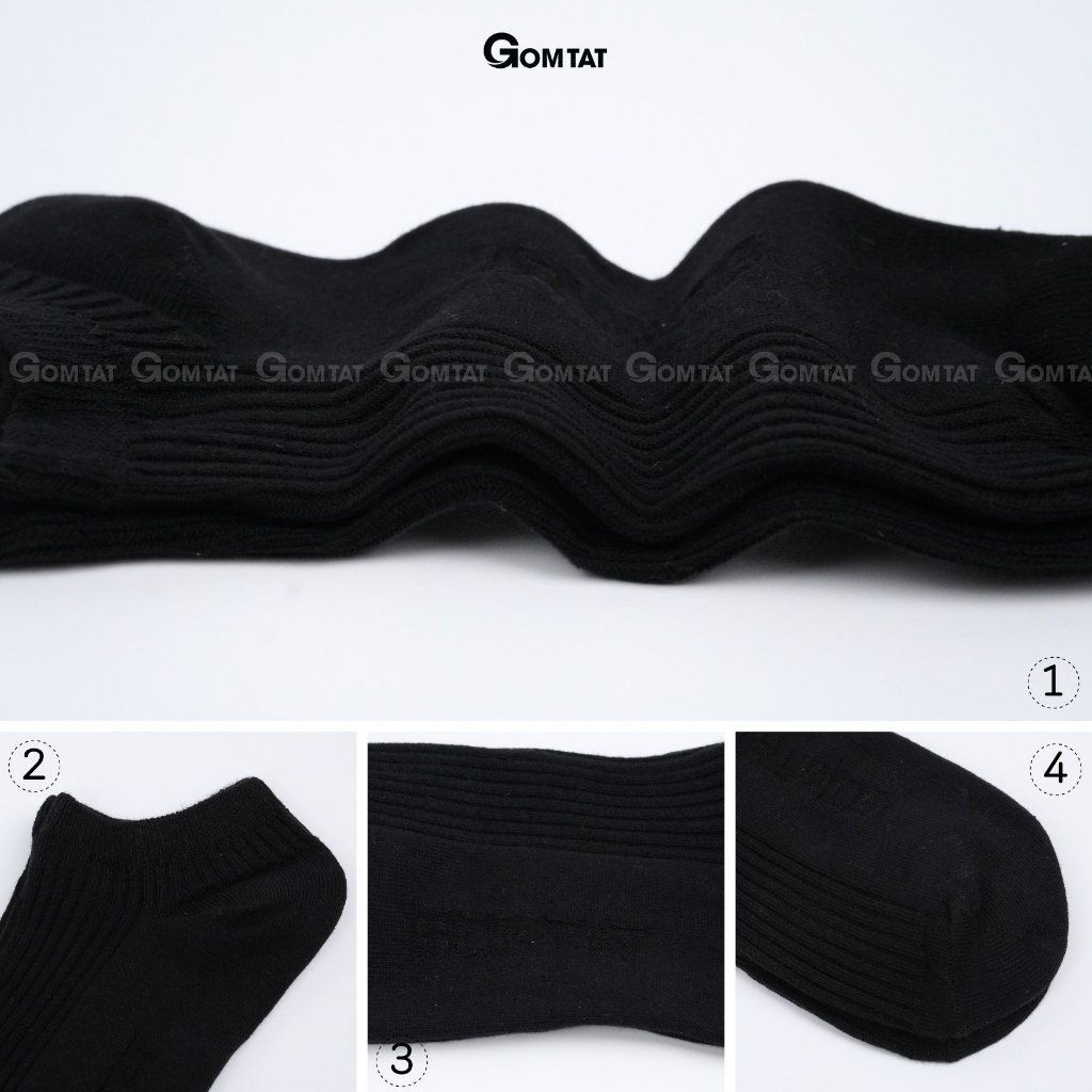 Combo 10 đôi tất cổ ngắn nam GOMTAT hoạ tiết gân chìm, chất liệu cotton cao cấp, thấm hút mồ hôi - FIVE-TAY10-NGAN-CB10