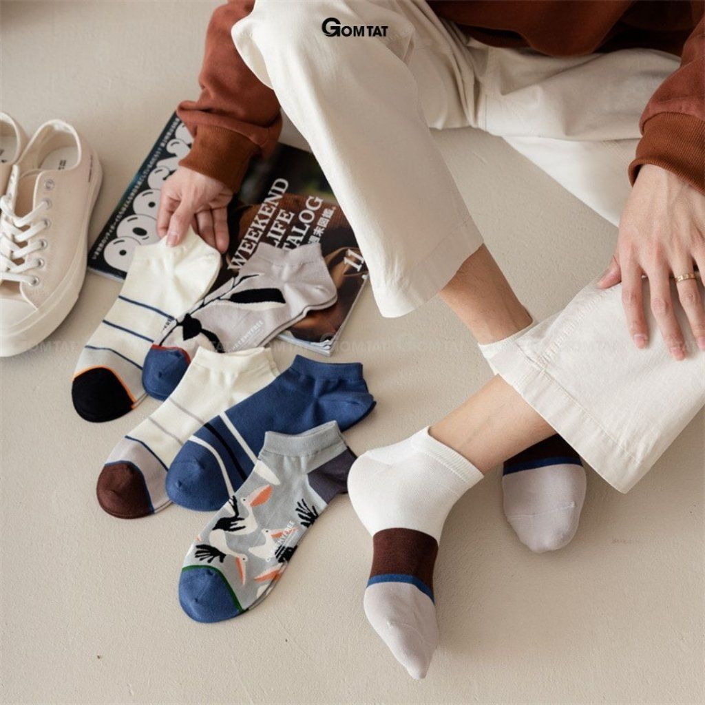 Set 3 đôi tất nam cổ thấp GOMTAT, chất liệu cotton cao cấp, hút ẩm, khử mùi thoáng khí  -CHEMMY-PO-3032-CB3
