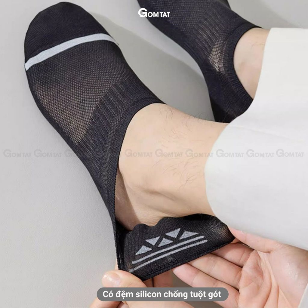 Vớ lười nam cao cấp GOMTAT, có đệm silicon chống tuột gót, chất liệu cotton thoáng mát - D16-A080-1DOI