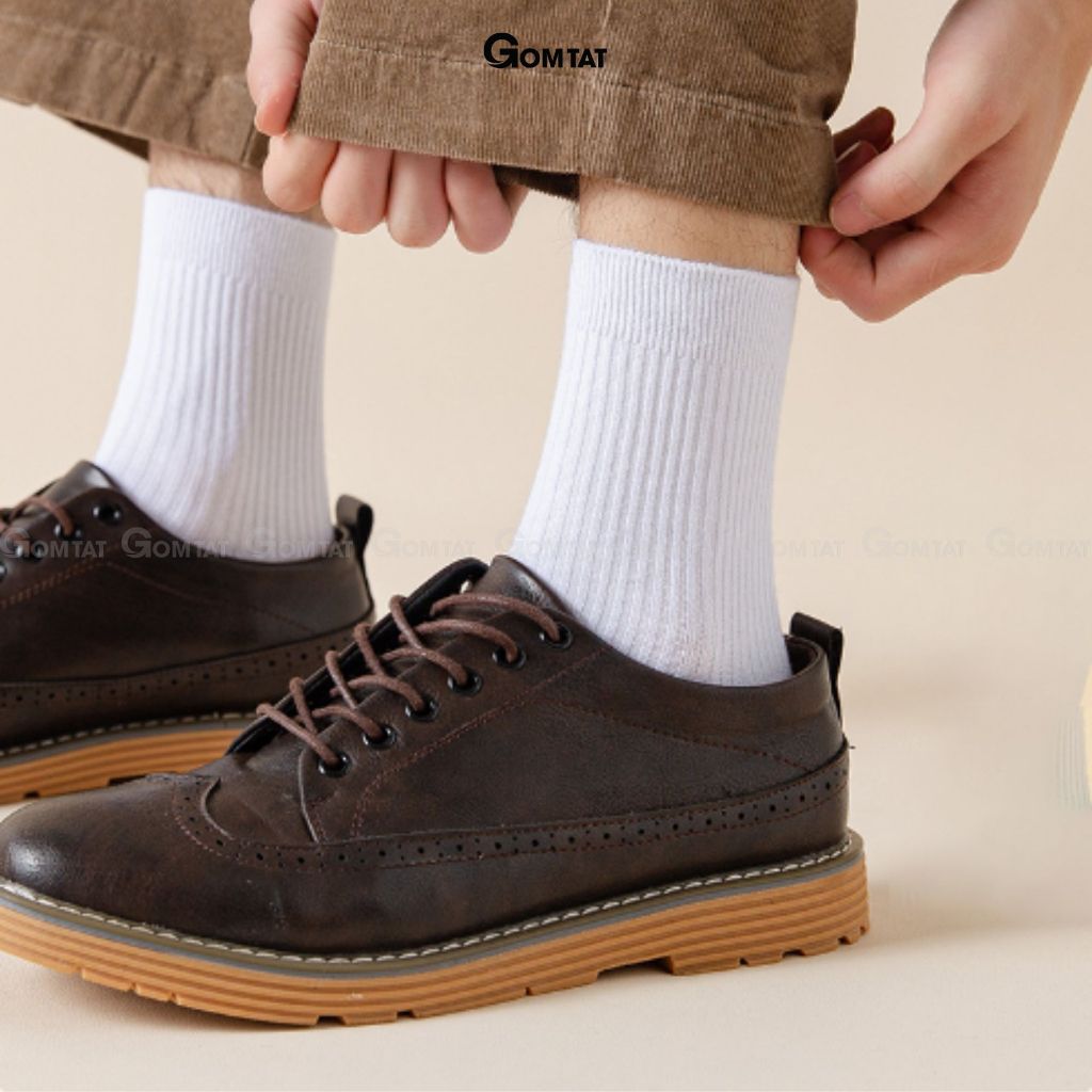 Combo 10 đôi tất cổ lửng nam trơn màu GOMTAT mẫu gân chìm, chất liệu cotton cao cấp mềm mại - FIVE-TAY10-LUNG-CB10