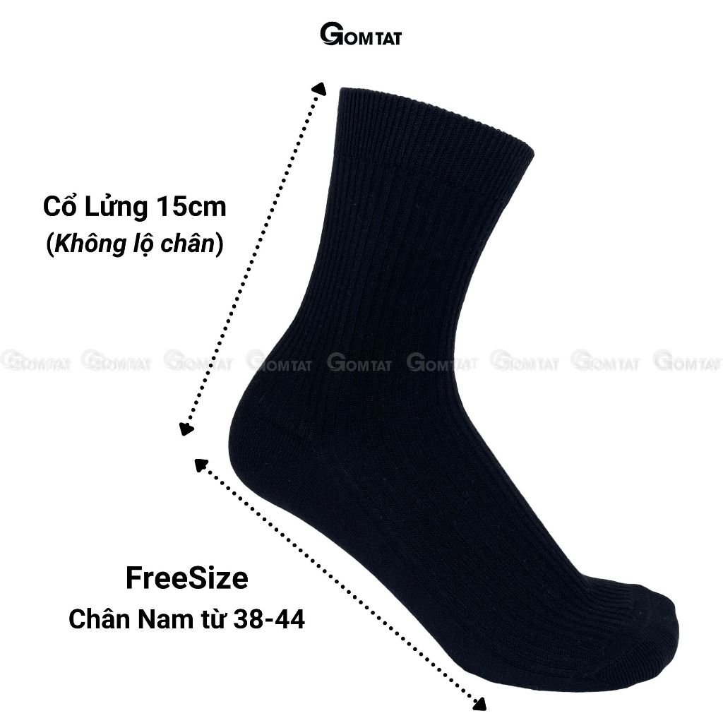 Combo 10 đôi tất cổ lửng nam trơn màu GOMTAT mẫu gân chìm, chất liệu cotton cao cấp mềm mại - FIVE-TAY10-LUNG-CB10